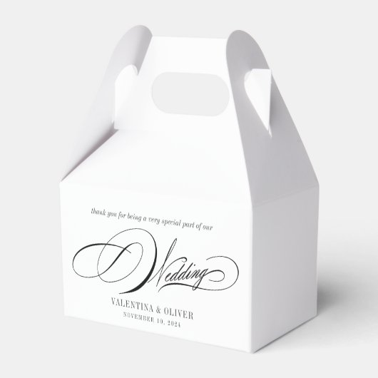 Elegante kalligrafie bruiloft bedankdoosjes (Voorkant Zijde)