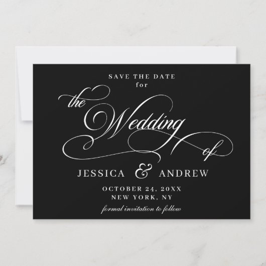 Elegante Kalligrafie Bruiloft Eenvoudige Save the  Save The Date (Voorkant)