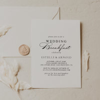 Elegante kalligrafie bruiloft ontbijt