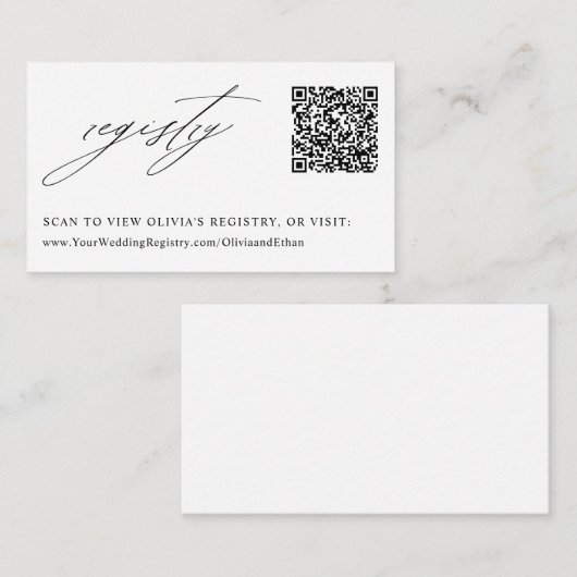 Elegante kalligrafie bruiloft QR-code register Informatiekaartje (Voorkant / Achterkant)