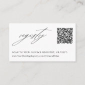 Elegante kalligrafie bruiloft QR-code register Informatiekaartje (Voorkant)