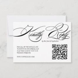 Elegante kalligrafie bruiloft QR-code RSVP-kaart RSVP Kaartje