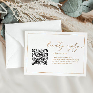 Elegante kalligrafie bruiloft QR-code RSVP-kaarten RSVP Kaartje