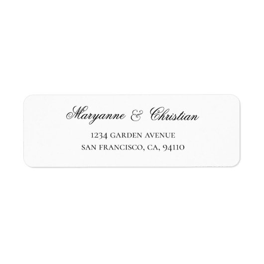 Elegante kalligrafie⎥ Bruiloft retour adres label (Voorkant)