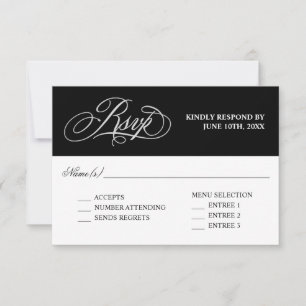 Elegante Kalligrafie Bruiloft RSVP met Entree Kaartje