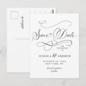 Elegante Kalligrafie Bruiloft Save the Date Briefk Briefkaart (Voorkant / Achterkant)