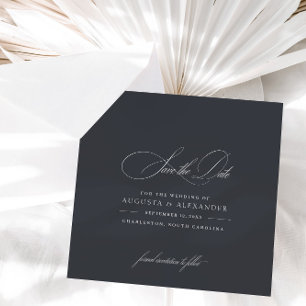 Elegante kalligrafie Classic Chic Donker Grijs Save The Date