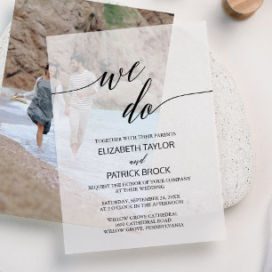 Elegante kalligrafie Classic Unique We Do Wedding Vellum Uitnodigingen