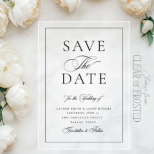 Elegante Kalligrafie Classic Wedding Save the Date Acryl Uitnodigingen
