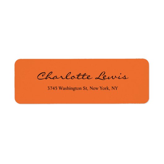 Elegante kalligrafie Duidelijke Oranje leesbare te Etiket (Voorkant)
