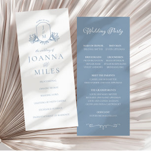 Elegante kalligrafie Dusty Blue Crest-programma