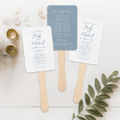 Elegante kalligrafie Dusty Blue Wedding Program Handwaaier