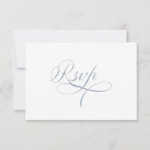 Elegante kalligrafie | Dusty Blue Wedding RSVP Kaartje (Achterkant)