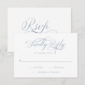 Elegante kalligrafie | Dusty Blue Wedding RSVP Kaartje (Voorkant / Achterkant)