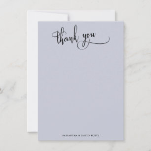 Elegante kalligrafie Eenvoudig stoffig blauw Dank Bedankkaart