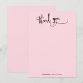 Elegante kalligrafie Eenvoudige pastel roze dank u Bedankkaart (Voorkant / Achterkant)