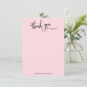 Elegante kalligrafie Eenvoudige pastel roze dank u Bedankkaart (Staand voorkant)