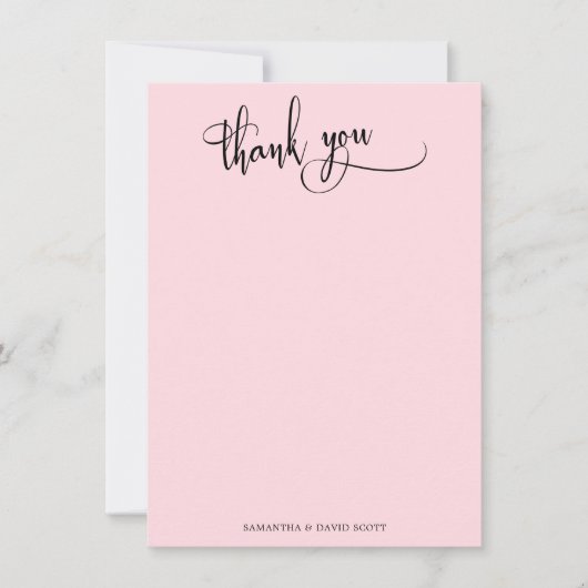 Elegante kalligrafie Eenvoudige pastel roze dank u Bedankkaart (Voorkant)