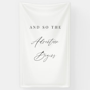 Elegante kalligrafie “En dus begint het avontuur” Spandoek