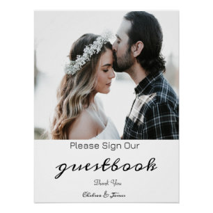 Elegante kalligrafie foto bruiloft gastenboek teke perfect poster
