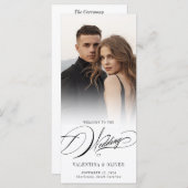 Elegante kalligrafie foto bruiloft programma (Voorkant / Achterkant)