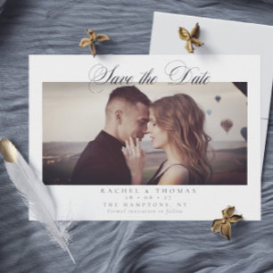 Elegante kalligrafie foto zwart wit bruiloft save the date