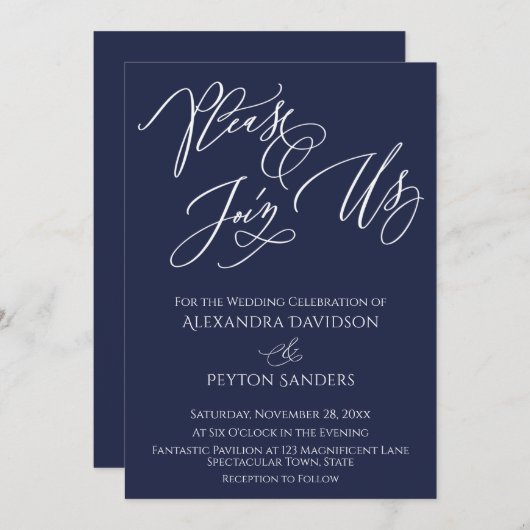 Elegante kalligrafie "Gaarne sluiten wij ons bij u Kaart (Voorkant / Achterkant)