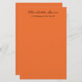 Elegante kalligrafie gewone oranje leesbare tekst briefpapier (Voorkant / Achterkant)
