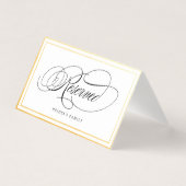 Elegante kalligrafie Gold Reserved Wedding Kaart (Voorkant)