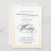 Elegante kalligrafie gouden bruiloft uitnodiging (Voorkant)