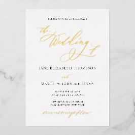 Elegante kalligrafie Gouden folie bruiloft uitnodi Folie Uitnodiging