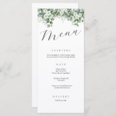 Elegante kalligrafie groen bloemenbruiloft menu (Voorkant / Achterkant)