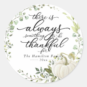 Elegante kalligrafie groen krans Thanksgiving Ronde Sticker