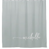 Elegante kalligrafie groen script monogram douchegordijn (Voorkant)