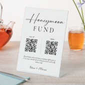 Elegante Kalligrafie Honeymoon Fonds QR Code Bruil Reclamebord Met Voetstuk (Insitu)