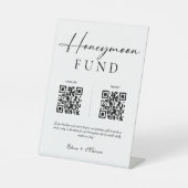 Elegante Kalligrafie Honeymoon Fonds QR Code Bruil Reclamebord Met Voetstuk (Voorkant)
