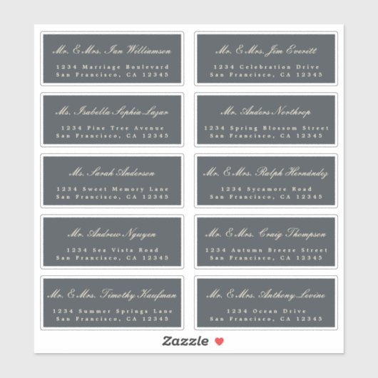 Elegante kalligrafie huwelijksgast adreslabels sticker (Vel)