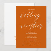 Elegante kalligrafie huwelijksreceptie verbrande o kaart (Voorkant / Achterkant)