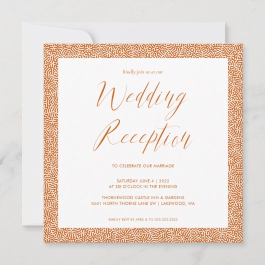Elegante kalligrafie huwelijksreceptie verbrande o kaart (Voorkant)