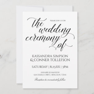 Elegante kalligrafie huwelijksuitnodigingen Zwar Kaart