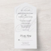 Elegante kalligrafie Ivoor Wit Monogram Bruiloft All In One Uitnodiging (Binnen)