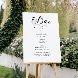 Elegante kalligrafie klassieke bruiloft bar menu poster
