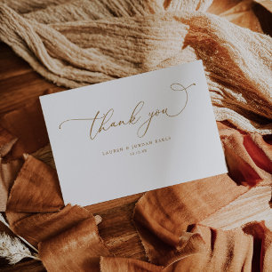 Elegante kalligrafie lettertype gouden bruiloft bedankkaart