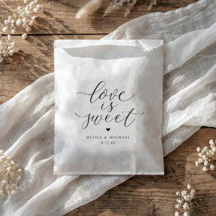Elegante kalligrafie Liefde is Zoet Bruiloft Bedankzakje
