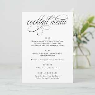 Elegante kalligrafie Luxe bruiloft cocktail menu