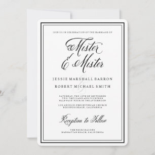 Elegante kalligrafie Mijnheer en Mijnheer Gay Huwe Kaart