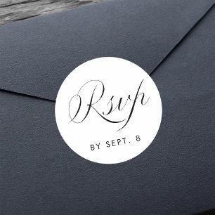 Elegante kalligrafie minimalistische zwart-wit RSV Ronde Sticker