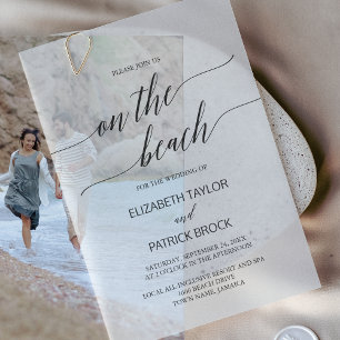 Elegante kalligrafie Modern Boho Beach Wedding Vellum Uitnodigingen