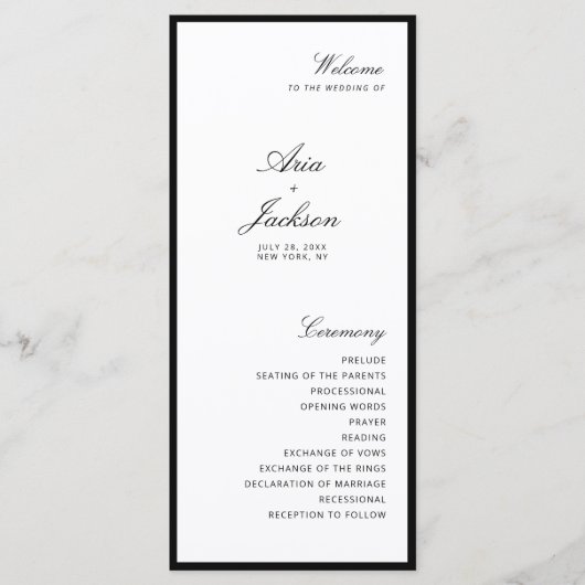 Elegante kalligrafie Modern Wedding Program Kaart (Voorkant)
