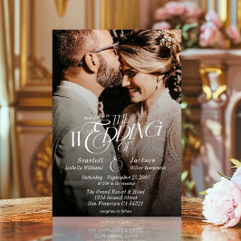 Elegante kalligrafie Moderne foto bruiloft Kaart